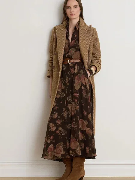 Lauren Ralph Lauren srajčna obleka rjava