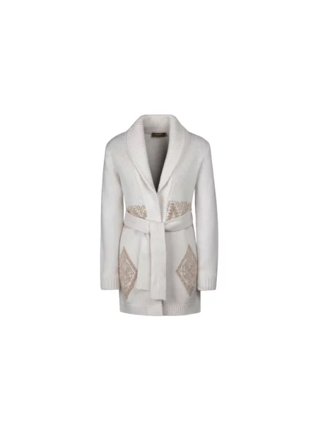 Kardigan Moorer wełniany beżowy