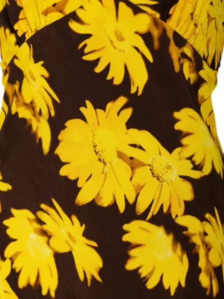 Rochie mini Staud cu model floral cu imagine din dantelă maro