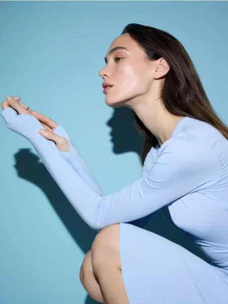 Reserved Kopertowa bluzka z modalem jasnoniebieski