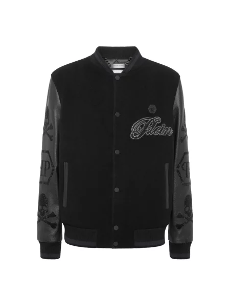 Kurtka bomber Philipp Plein z naszywkami czarny