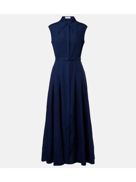 Rochie tip cămașă Gabriela Hearst de in de costum albastru