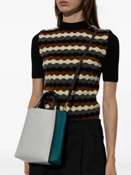 Geantă shopper Marni din piele alb