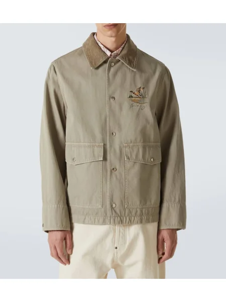 Geacă Burberry cu broderie din țesătură twill bej