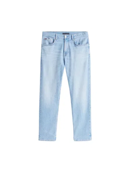 Dżinsy o kroju slim straight fit z mieszanki bawełny Tommy Hilfiger niebieskie
