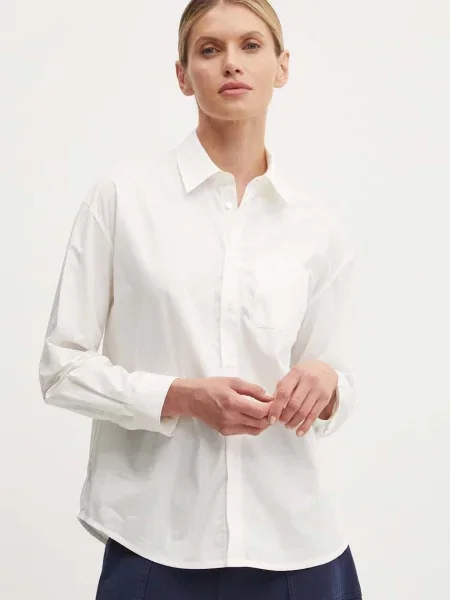 A.P.C. camasa din chemise boyfriend brodee femei cu guler clasic relaxed alb