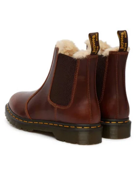 Gležnjarji Chelsea Dr. Martens Leonore Faux Fur Lined rjava