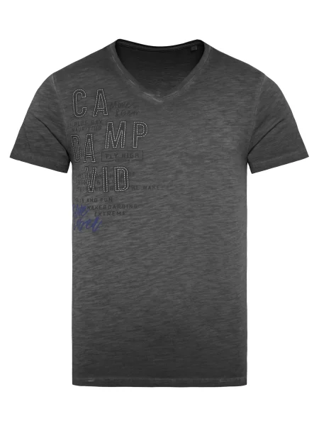 CAMP DAVID Póló kék / fekete melír fehér