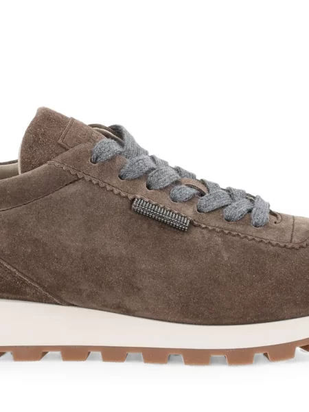 Sneakerși Brunello Cucinelli din piele de căprioară maro