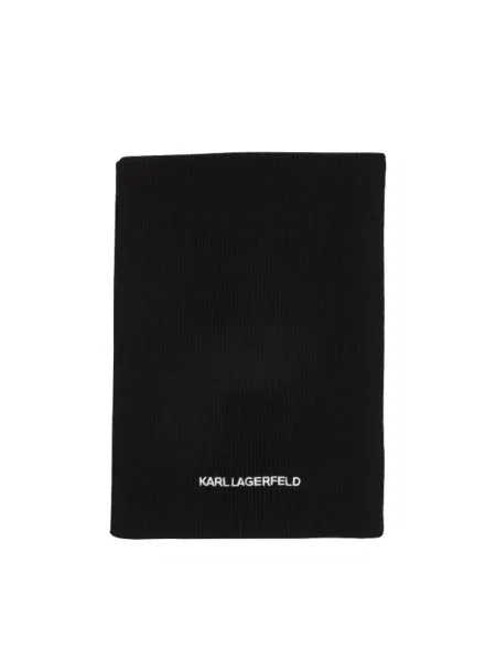 Długa szal Karl Lagerfeld wełniana z logo czarna