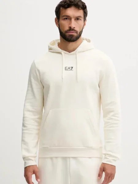 Суичър с качулка Ea7 Emporio Armani с качулка бежово