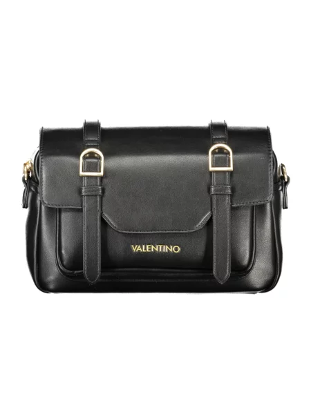 Lniana torebka crossbody Valentino czarna