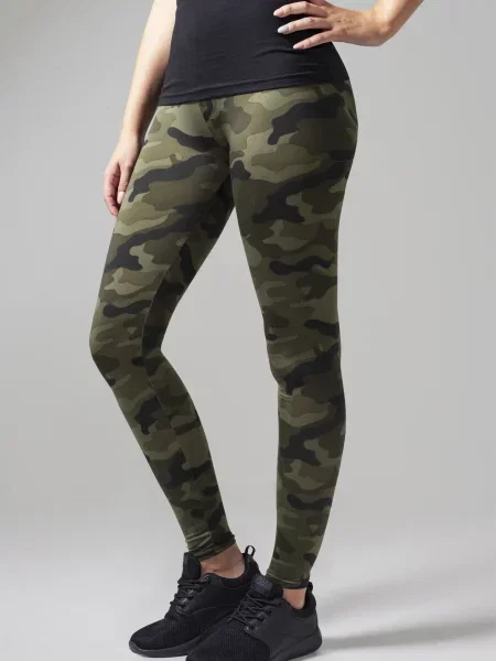 Leginsy Urban Classics Ladies Camo Leggings Camo Green XS czarne
