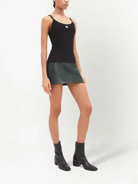 Πλευρωτός τοπ Courreges μαύρο