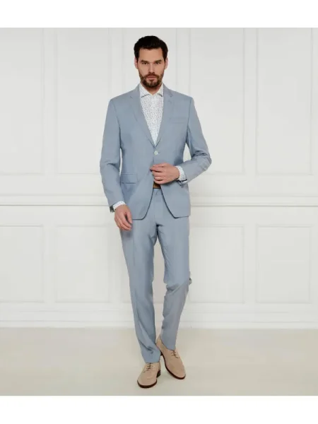 BOSS BLACK Gyapjú öltöny fekete