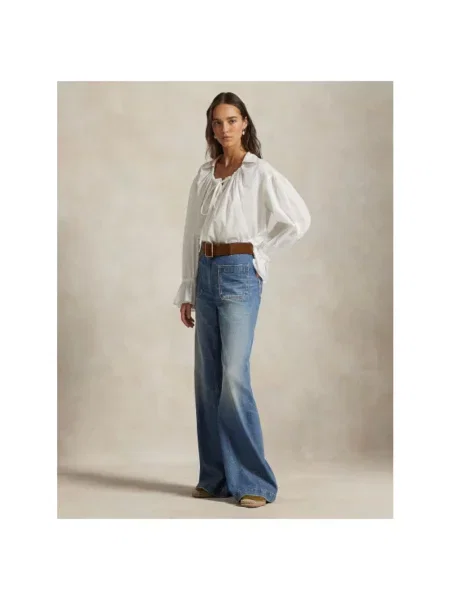 Szerokie jeansy Polo Ralph Lauren z naszywanymi kieszeniami niebieskie