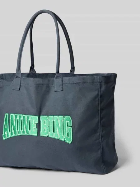 Shopperka Anine Bing z nadrukiem płócienna czarna