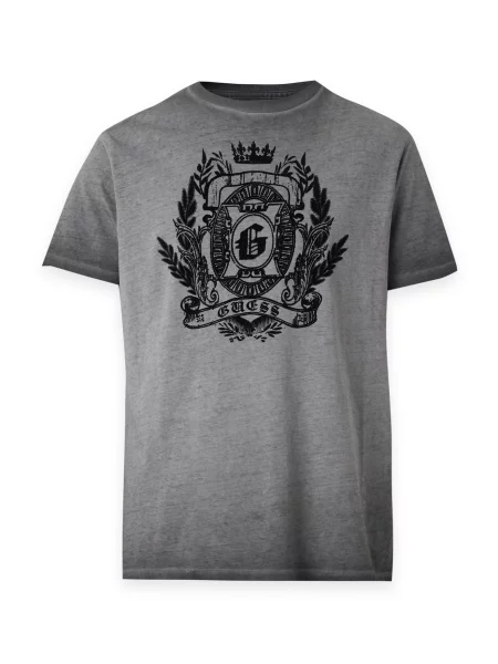 GUESS Tricou gri piatră negru