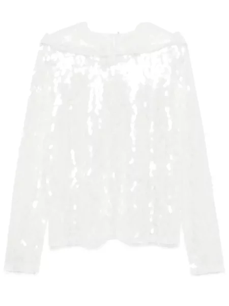 Bluza z kapturem Norma Kamali z cekinami biała
