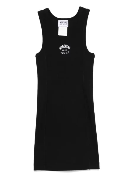 Mała sukienka jeansowa Moschino Jeans z nadrukiem garniturowa czarna