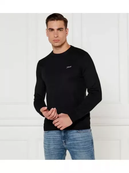 GUESS Pulover DANIEL cu adaos de mătase negru