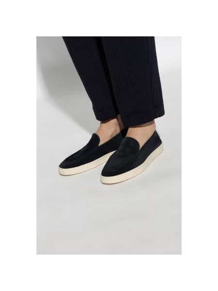 Sneakersy Giorgio Armani skórzane wsuwane niebieskie