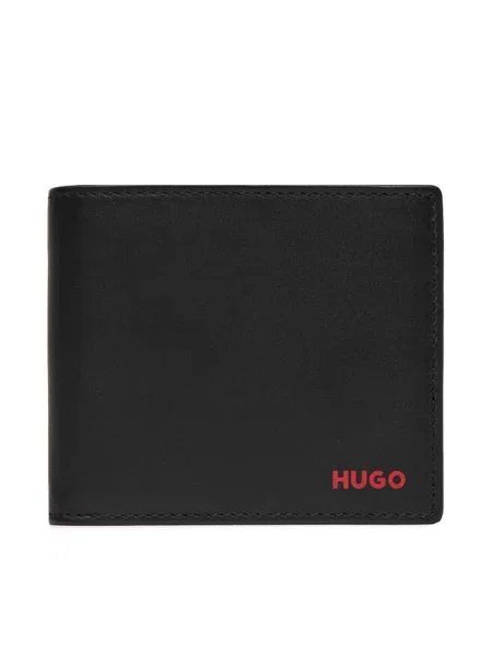 HUGO portfel skórzany coin czarny