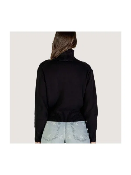 Calvin Klein Jeans Sveter CHENILLE tmelová čierna