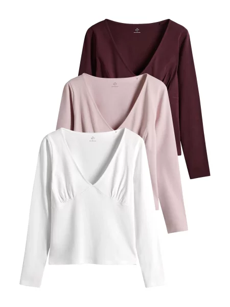 The Set Tricou roz pastel / roșu vin alb
