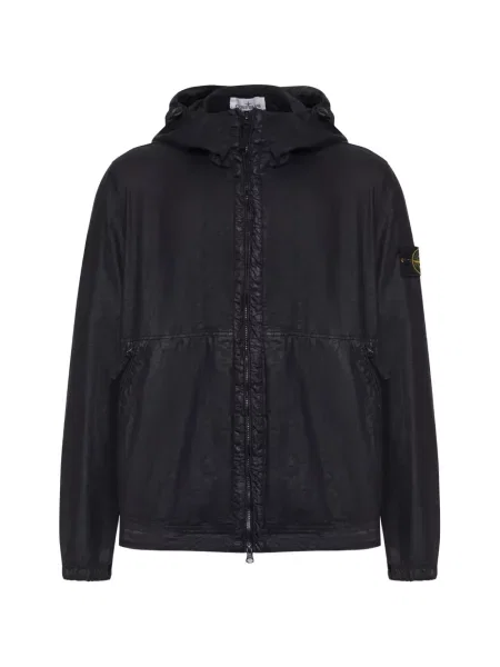 Geacă Stone Island cu glugă cu strasuri negru