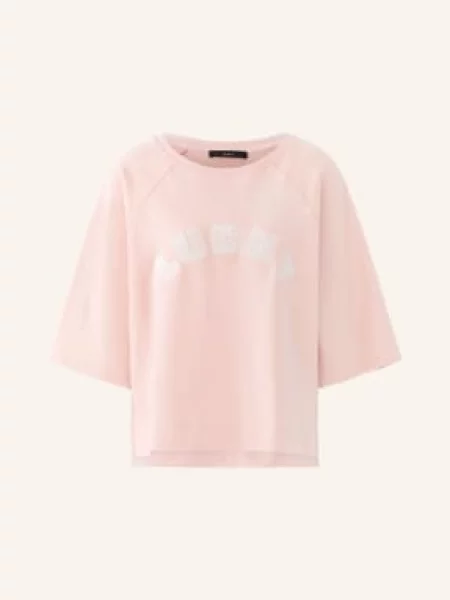 Oui Mikina S Rukávy A Ozdobnými Korálky světle růžová bílá