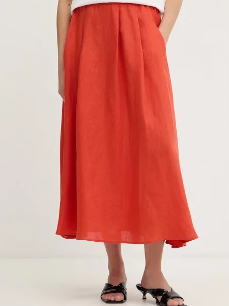 Marella spódnica lniana Emme by Marella pomarańczowa