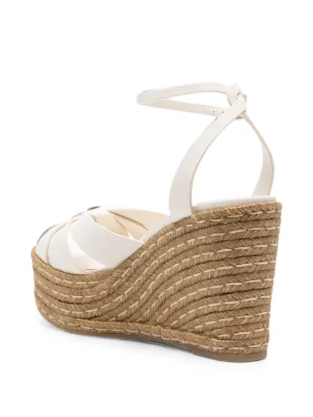 Кожени еспадрили Jimmy Choo с клин ток бяло