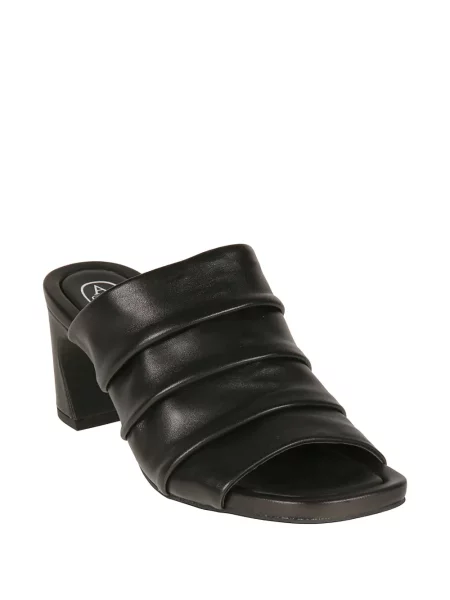 Papuci tip mules Ash din piele cu volane negru