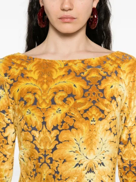 Rochie maxi Etro cu imagine de costum galben