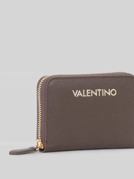 Portfel z napisem z logo Valentino Bags brązowy