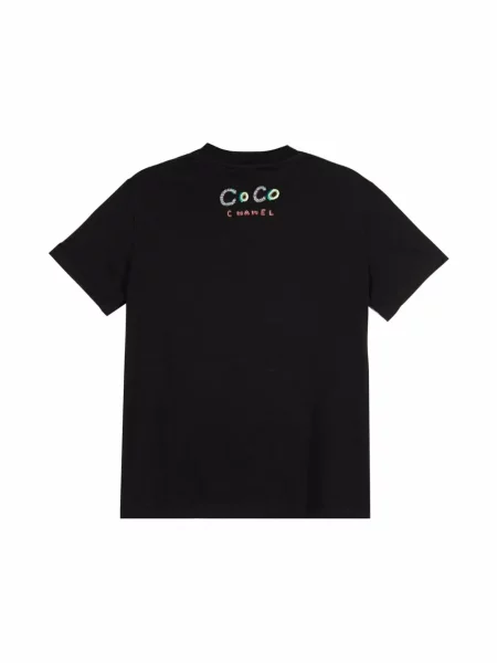 Tričko Chanel Pre-owned s potiskem černé