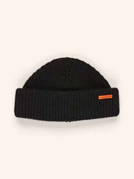Czapka beanie z mieszanki bawełny i wełny Barbour czarna