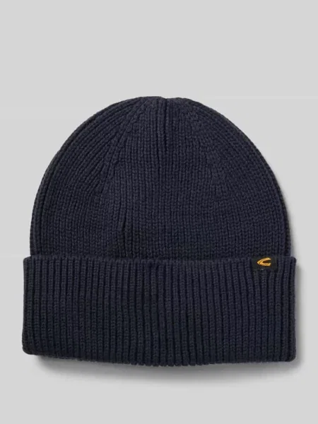 Czapka beanie z szerokim brzegiem i detal z logo Camel Active granatowa