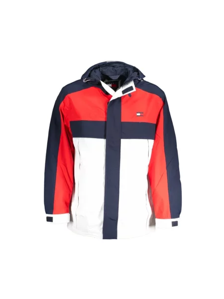 Kurtka Tommy Jeans z kapturem z długim rękawem niebieska