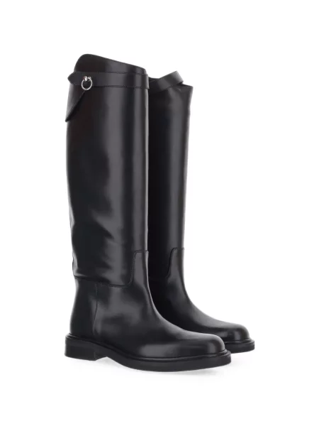 Botine Poeve din piele cu bretele negru