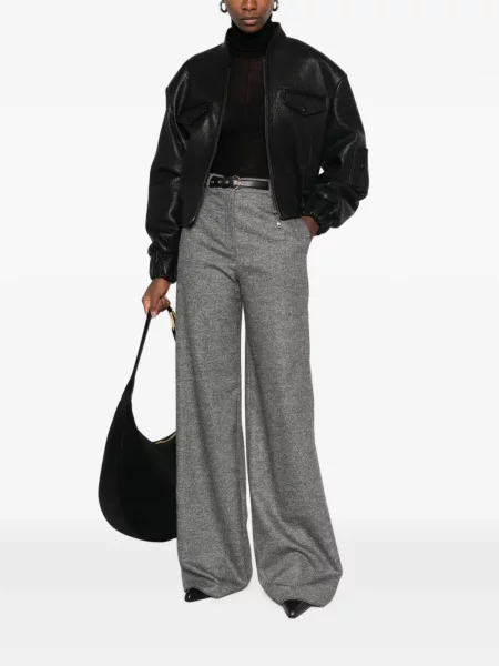 Cu centură pantaloni Max Mara de lână gri