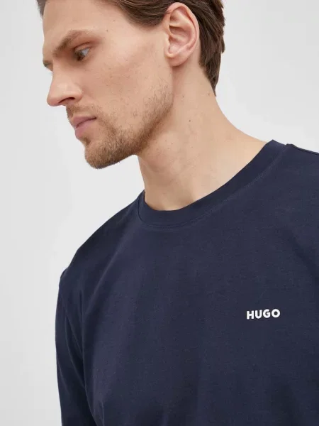Лонгслів HUGO з принтом синій