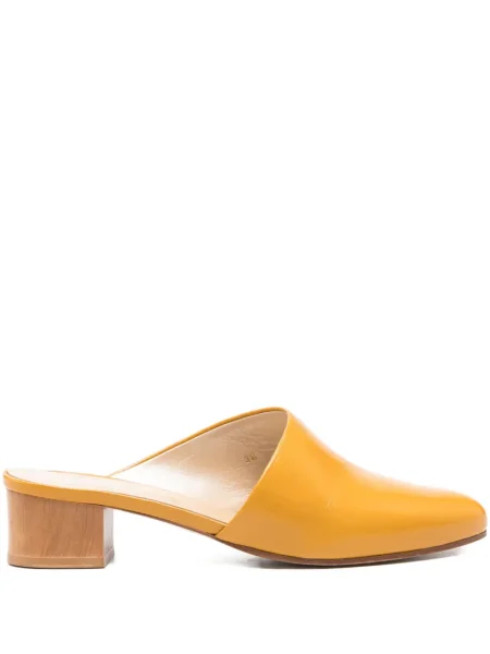 Papuci tip mules Anne Thomas din piele galben