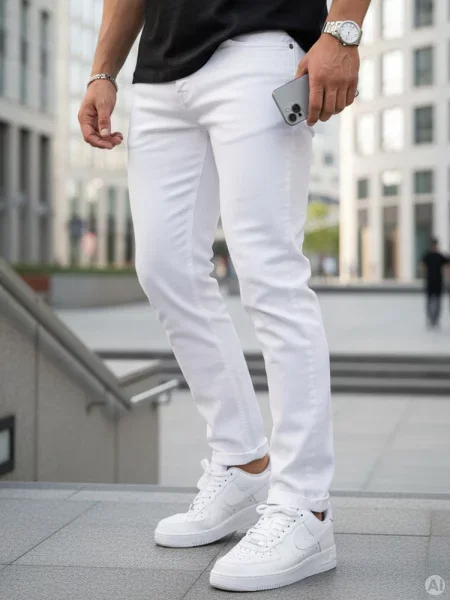 Jeansy slim fit Dstreet białe