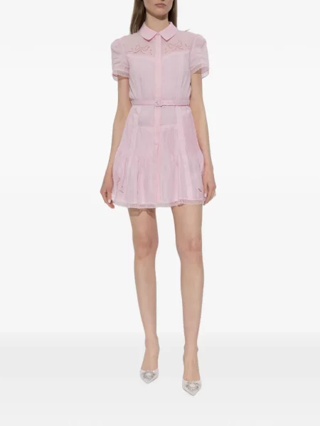 Rochie mini Self-portrait cu broderie roz