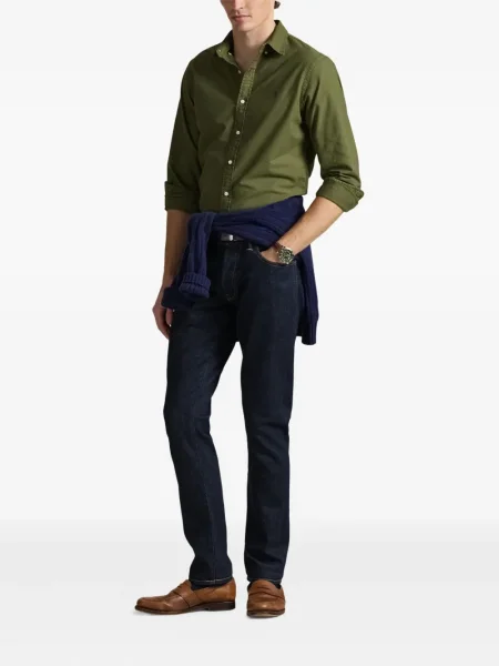 Dlouhá pruhovaná s límcem kšiltovka Polo Ralph Lauren modrá