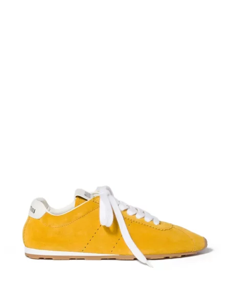Sneakerși Miu Miu din piele de căprioară galben
