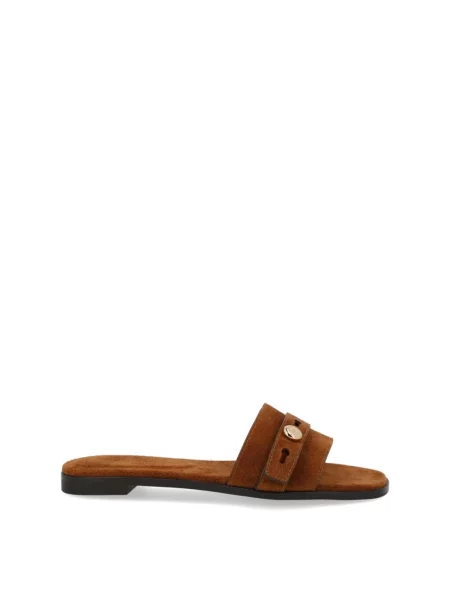 Klapki Tory Burch zamszowe brązowe