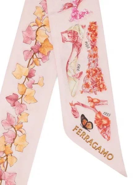 Sutien bandeau Ferragamo de mătase cu imagine roz